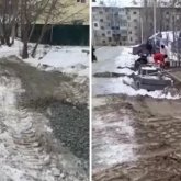 «Укладывают в снег»: Жители Уральска возмутились укладкой тротуара